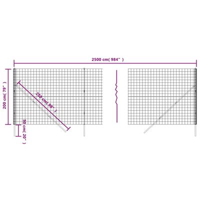 vidaXL Clôture en treillis métallique anthracite 2x25m acier galvanisé