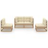 vidaXL Salon de jardin 4 pcs avec coussins Bois de pin massif