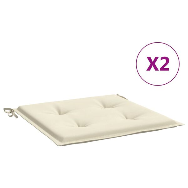 vidaXL Coussins de chaise de jardin lot de 2 cr&egrave;me 50x50x4 cm