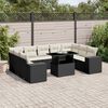vidaXL Salon de jardin 10 pcs avec coussins noir r&eacute;sine tress&eacute;e