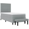 vidaXL Lit &agrave; ressorts avec matelas Gris clair 90 x 200 cm tissu