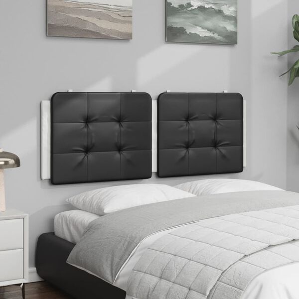 vidaXL Coussin de t&ecirc;te de lit Zadar noir et blanc 120 cm similicuir