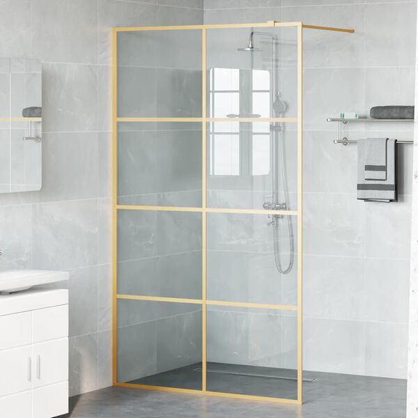 vidaXL Mur de Douche &agrave; L'Italienne Dor&eacute; 115 x 195 cm verre tremp&eacute;