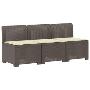 vidaXL Canap&eacute; de jardin 3 places avec coussins look rattan PP