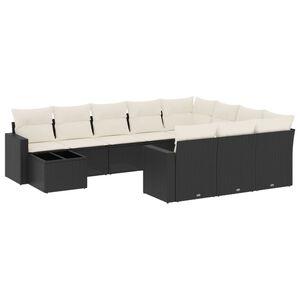 vidaXL Salon de jardin 11 pcs avec coussins noir r&eacute;sine tress&eacute;e