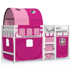 vidaXL Lit mezzanine enfants avec tunnel sans matelas rose 90x190 cm