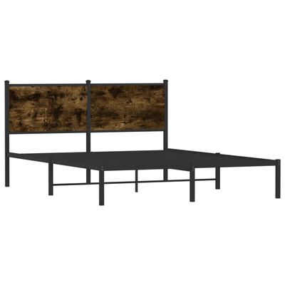 vidaXL Cadre de lit en métal sans matelas chêne fumé 137x190 cm