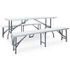 vidaXL Table pliable de jardin avec 2 bancs 180 cm Acier et PEHD Blanc