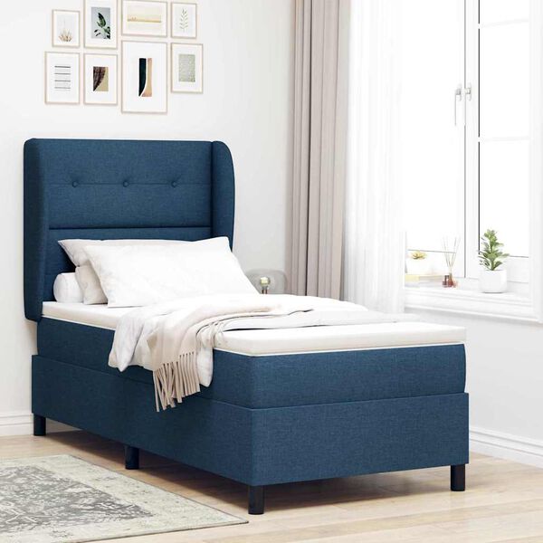 vidaXL Lit &agrave; ressorts avec matelas Bleu 90 x 200 cm tissu