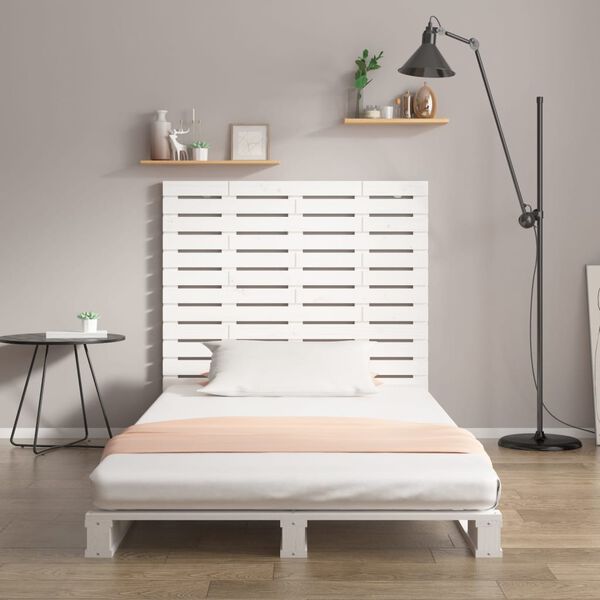 vidaXL T&ecirc;te de lit murale Blanc 96x3x91,5 cm Bois massif de pin