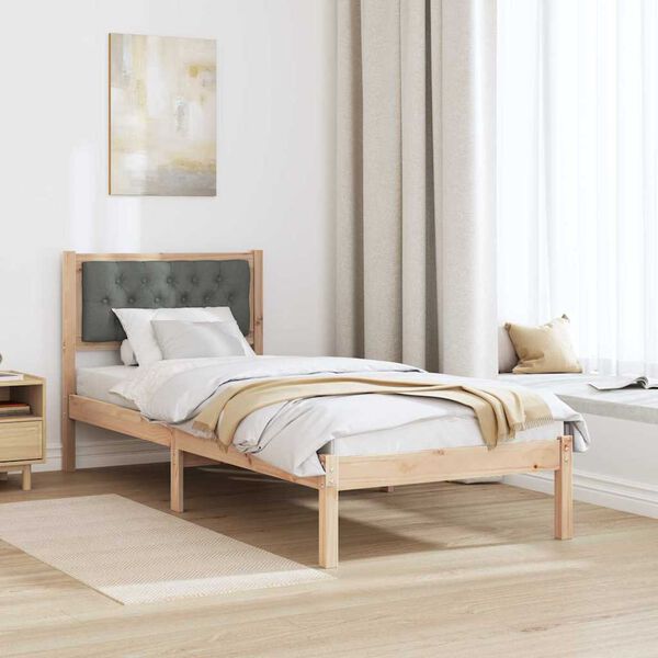 vidaXL Cadre de lit avec t&ecirc;te de lit Gris fonc&eacute; 80 x 200 cm Pin massif