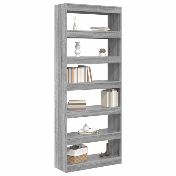 vidaXL Biblioth&egrave;que Gris Sonoma 80 x 30 x 198 cm Bois d'ing&eacute;nierie