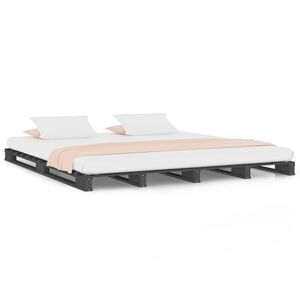 vidaXL Lit de palette sans matelas gris 120x200 cm bois massif