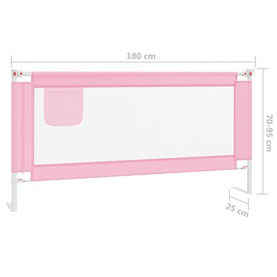 vidaXL Barrière de sécurité de lit d'enfant Rose 180x25 cm Tissu