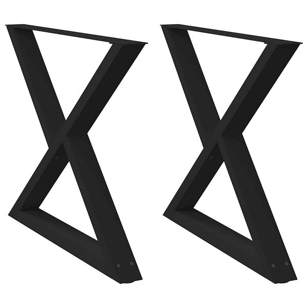 vidaXL Pieds de table à manger 2 pièces Noir 90 x (72-73,3) cm Acier