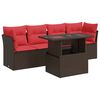 vidaXL Salon de jardin avec coussins 5pcs marron r&eacute;sine tress&eacute;e acacia