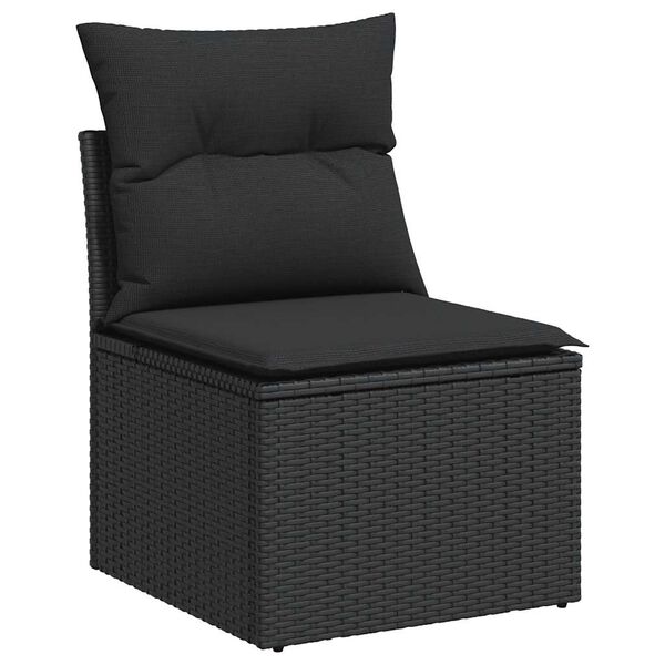 vidaXL Salon de jardin 11 pcs avec coussins noir r&eacute;sine tress&eacute;e