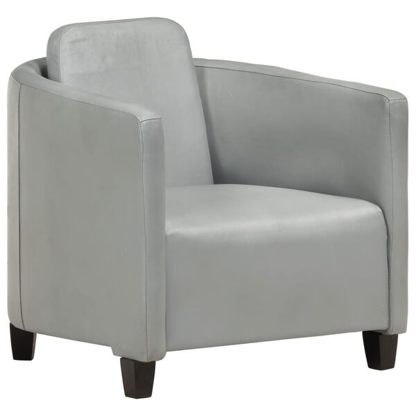 vidaXL Fauteuil gris cuir v&eacute;ritable