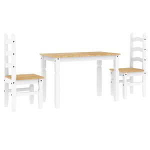 vidaXL Ensemble &agrave; manger PANAMA 3 pcs blanc bois de pin massif