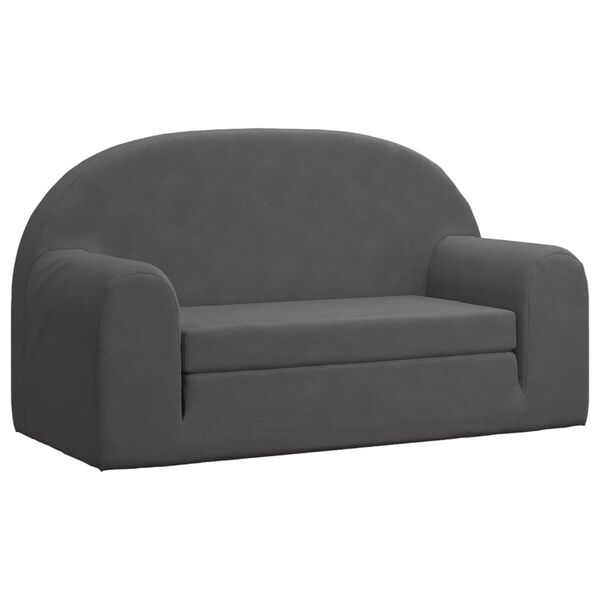 vidaXL Canap&eacute;-lit pour enfants &agrave; 2 places Anthracite Peluche douce