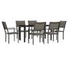 vidaXL Ensemble &agrave; manger de jardin 7 pcs noir textil&egrave;ne et acier