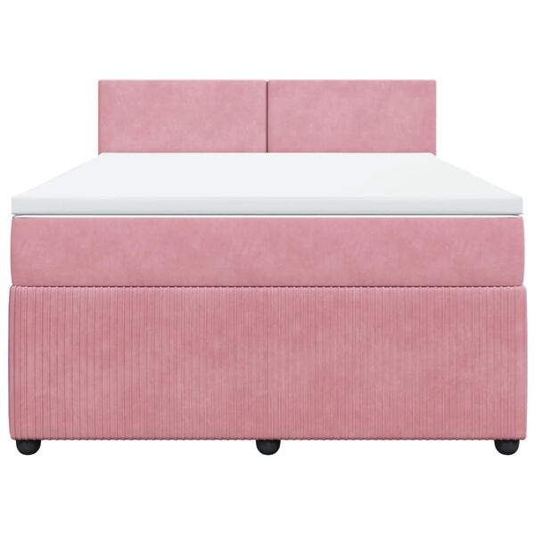 vidaXL Sommier &agrave; lattes de lit avec matelas Rose 160x200 cm Velours