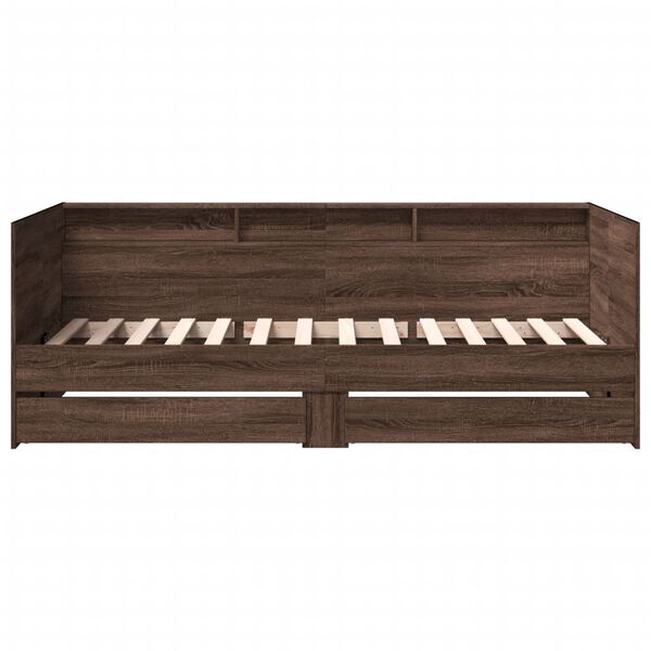 vidaXL Lit de jour avec tiroirs sans matelas ch&ecirc;ne marron 90x200 cm