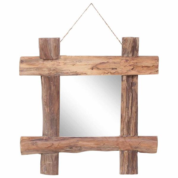 vidaXL Miroir &agrave; b&ucirc;ches Naturel 50x50 cm bois de teck recycl&eacute;