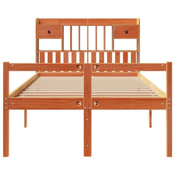 vidaXL Lit biblioth&egrave;que sans matelas cire marron 120x200 cm pin massif