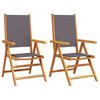 vidaXL Chaises pliantes 2 pi&egrave;ces Anthracite Bois massif d'acacia et tissu