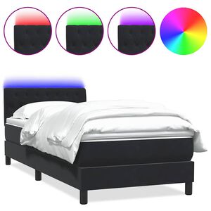 vidaXL Sommier &agrave; lattes de lit avec matelas et LED noir 80x220 cm velours
