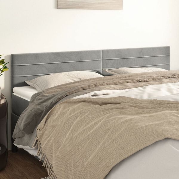vidaXL T&ecirc;tes de lit Gris clair 200x5x78/88 cm Velours