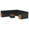 vidaXL Salon de jardin 11 pcs avec coussins noir r&eacute;sine tress&eacute;e