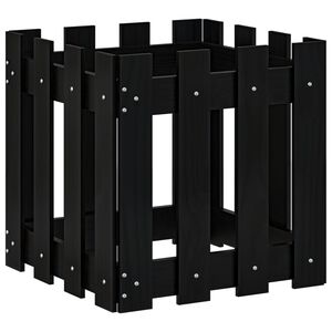 vidaXL Jardini&egrave;re avec design de cl&ocirc;ture noir 40x40x40 cm pin massif