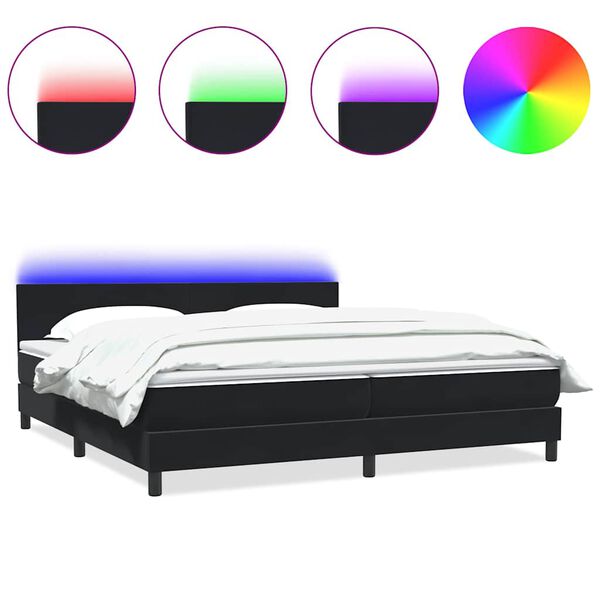 vidaXL Sommier &agrave; lattes de lit avec matelas et LED noir 200x210 cm Velours