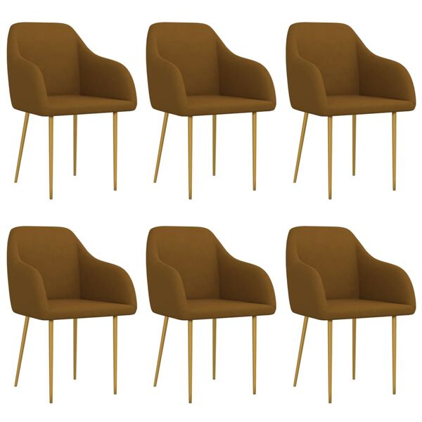vidaXL Chaises &agrave; manger lot de 6 marron velours