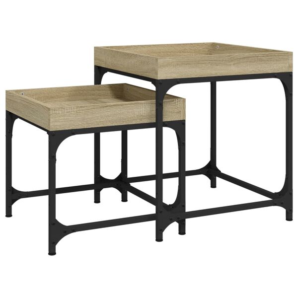 vidaXL Tables d'appoint 2 pcs Ch&ecirc;ne sonoma Bois d'ing&eacute;nierie