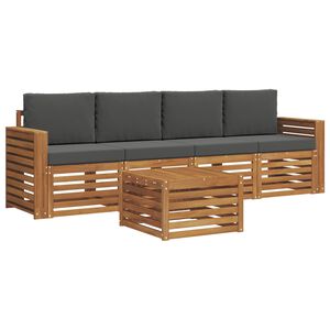 vidaXL Ensemble de canap&eacute;s d'ext&eacute;rieur 5 pc Naturel et Anthracite
