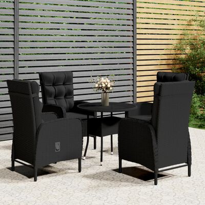 vidaXL Ensemble de bistro de jardin 5 pcs Résine tressée Noir