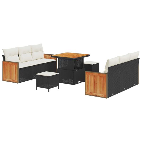 vidaXL Ensemble de canap&eacute; de jardin 11 pcs Noir et Cr&egrave;me polyrotin