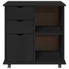 vidaXL Cabinet roulant Noir 63,5 x 39 x 65,5 cm Bois de Pin Massif
