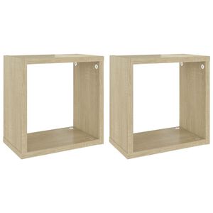 vidaXL &Eacute;tag&egrave;res cube murales 2 pcs Ch&ecirc;ne sonoma 26x15x26 cm