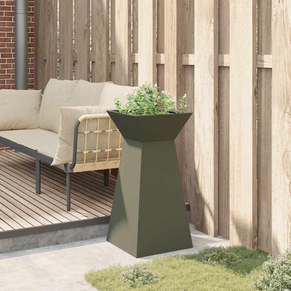 vidaXL Jardini&egrave;re &agrave; pilier Olive 35 x 35 x 73 cm