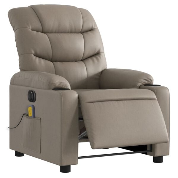vidaXL Fauteuil de massage inclinable &eacute;lectrique cappuccino similicuir