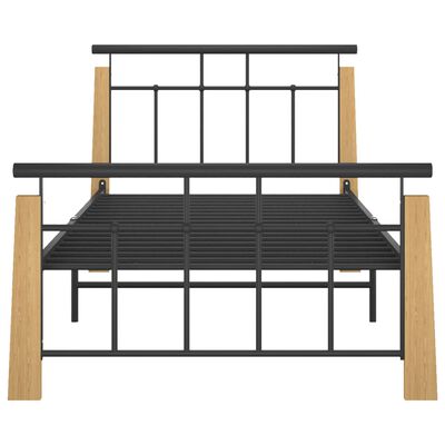 vidaXL Cadre de lit sans matelas métal bois de chêne massif 90x200 cm