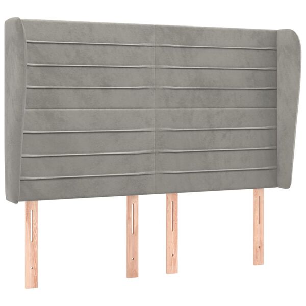 vidaXL T&ecirc;te de lit avec oreilles Gris clair 147x23x118/128 cm Velours