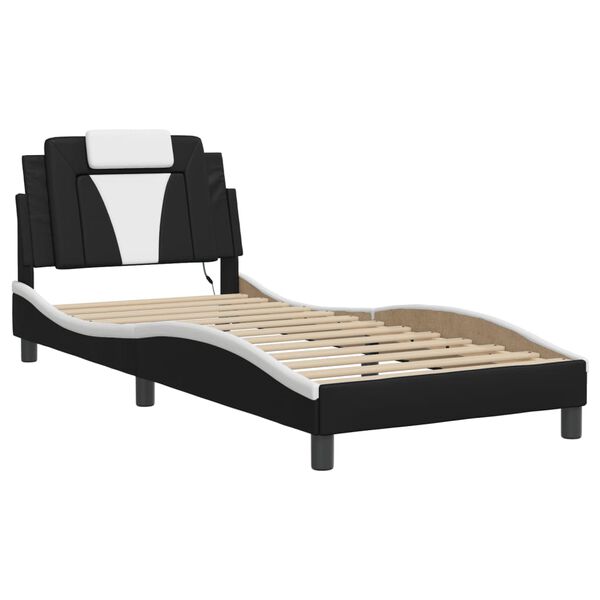 vidaXL Cadre de lit Viana avec LED sans matelas noir et blanc 90x190 cm