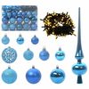 vidaXL Ensemble de Boules de No&euml;l 61 pc Bleu &Oslash; 6 cm Plastique 150 LED
