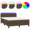 vidaXL Sommier &agrave; lattes de lit matelas et LED Marron fonc&eacute; 140x200 cm