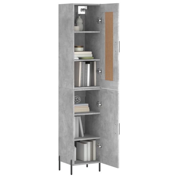 vidaXL Buffet haut Gris b&eacute;ton 34,5x34x180 cm Bois d'ing&eacute;nierie